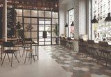 all hex colors with light white tiles in open coffee shop floor