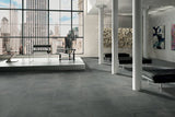 dark grey tiles in art gallery floor