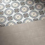 Reverie 8 tile and gris close up on a floor